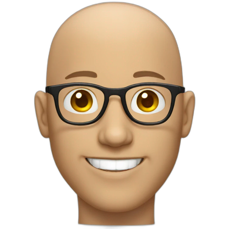 Bald man with glasses smiling emoji