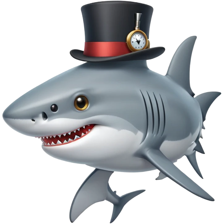 Shark with a top hat emoji