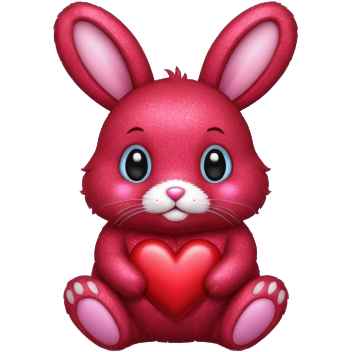 red glitter bunny with heart emoji