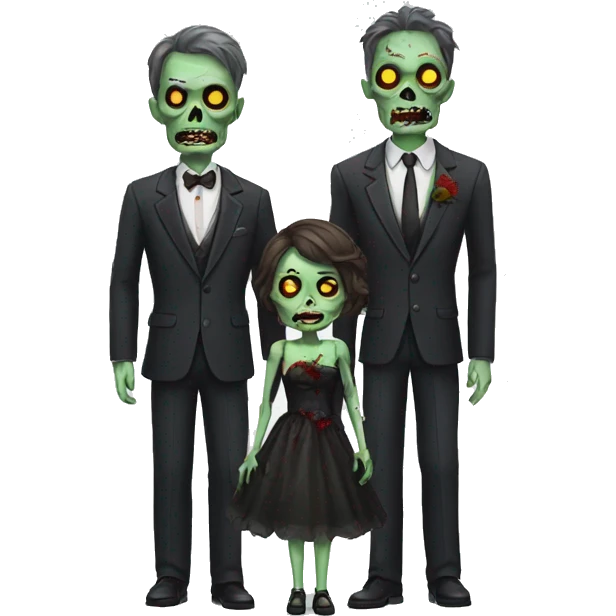 zombie family wearing formal outfits emoji