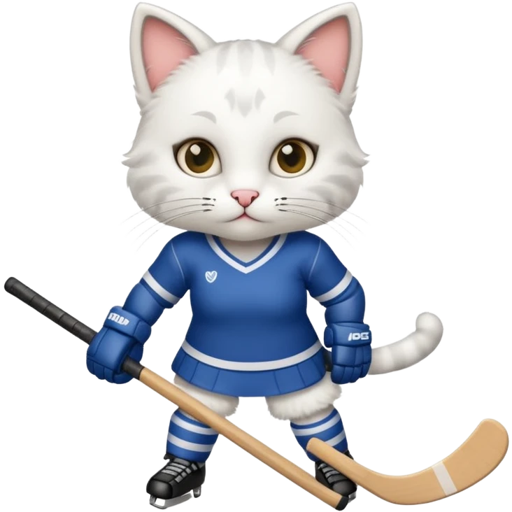 female cat hockey player with stick emoji