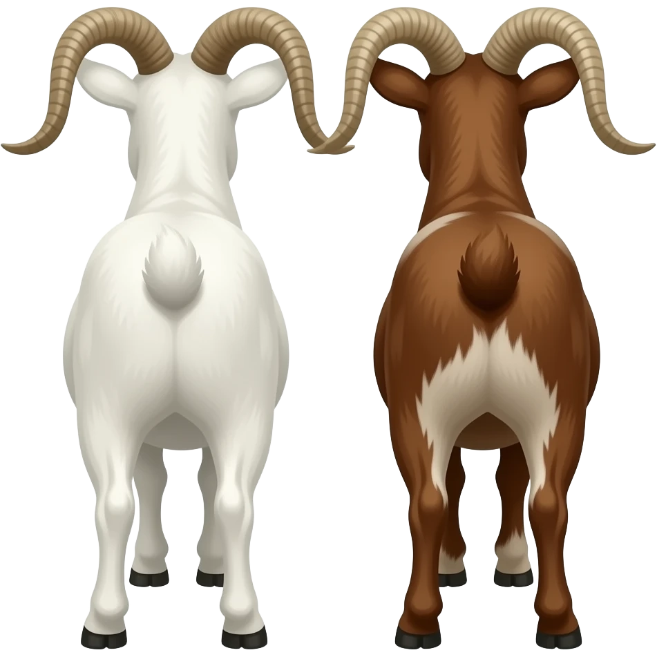Hazme 2 cabras de tonos blancos y marrones. Tienen que estar las dos juntas i de espaldas. emoji
