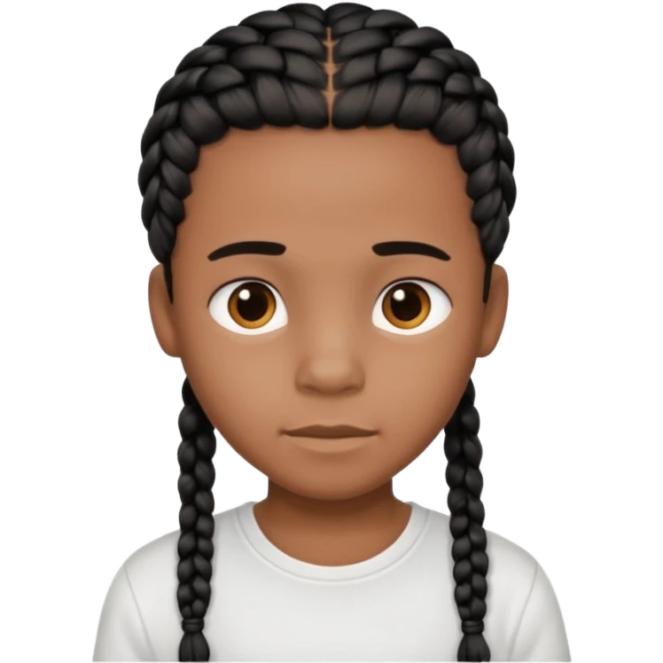 african american boy with a white tee and black braids emoji