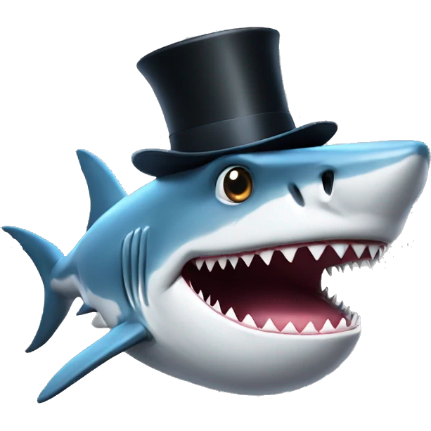 Shark with a top hat emoji