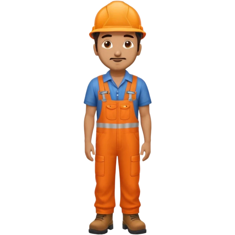 Indian male railway engineer orange overalls, boots  emoji