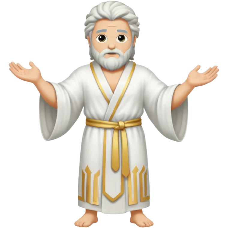 fullbody god zeus, handsdown, white robe emoji