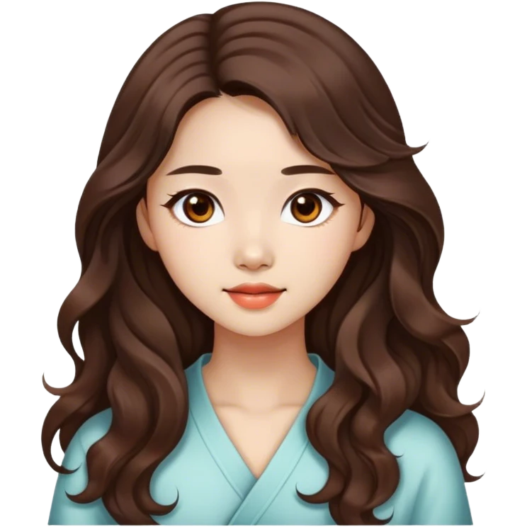 Beautiful girl,brown hair,wavy hair，long hair,brown eyes,Chinese emoji