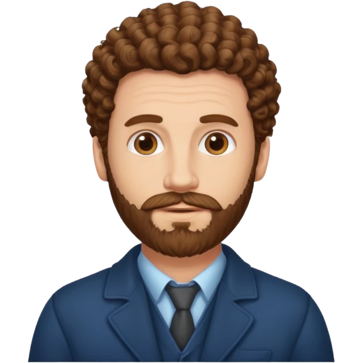 Create a white man with curly brown hair and  Van Dyke lawer emoji