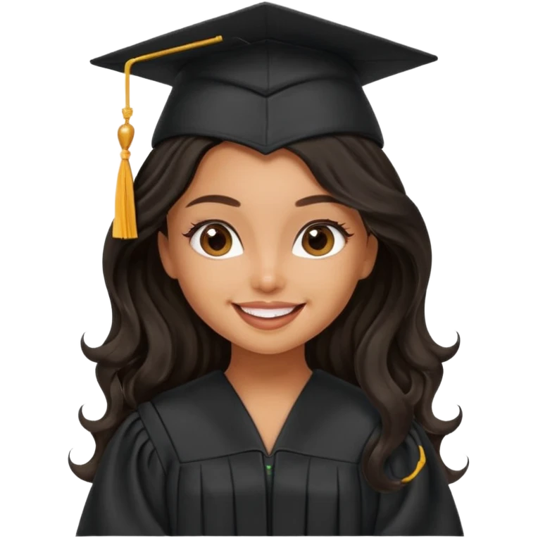 a pretty tan bratz girl with black wavy long hair graduating emoji