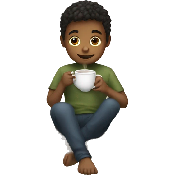 A boy drinking tea  emoji