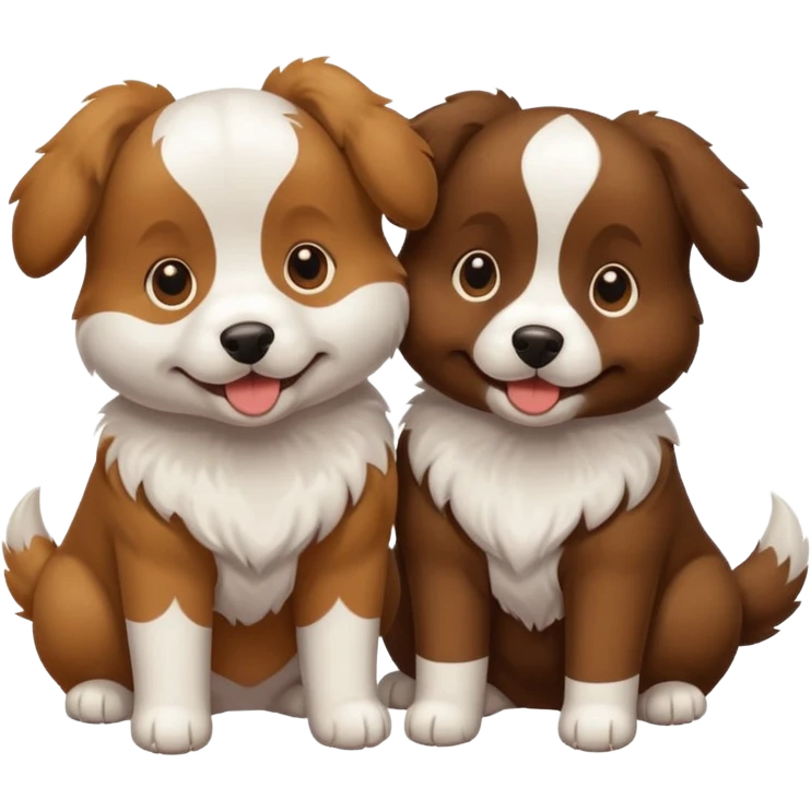 two dogs, with emoji