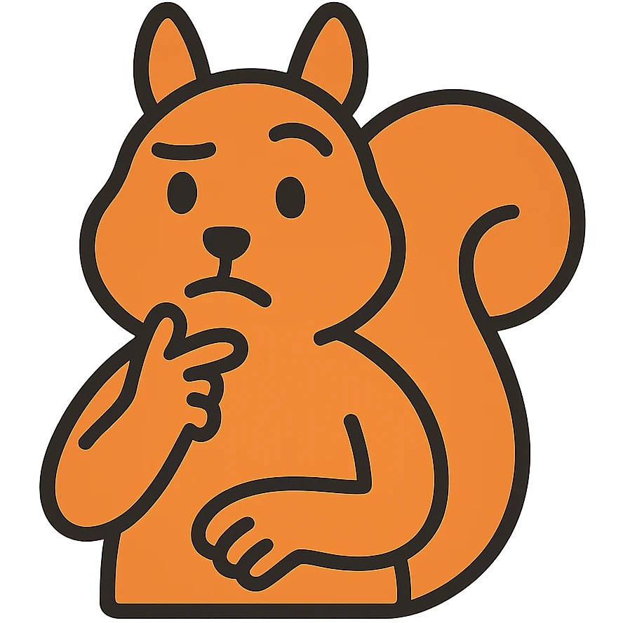 squirrel with a pensive expression, one eyebrow raised, deep in thought emoji