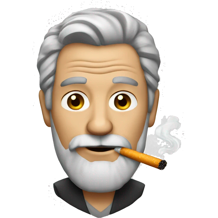 Older brown haired man with beard smoking cigarette emoji