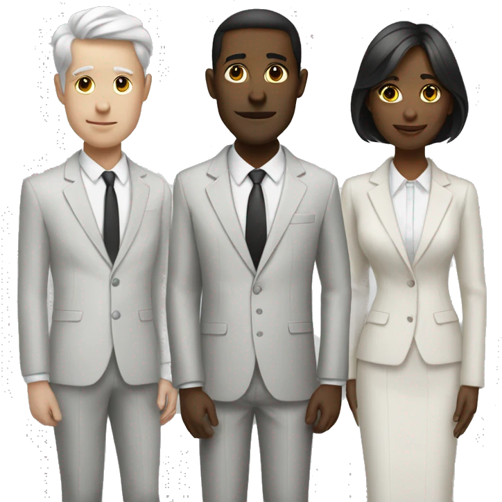 3 people stand in suit white skin emoji