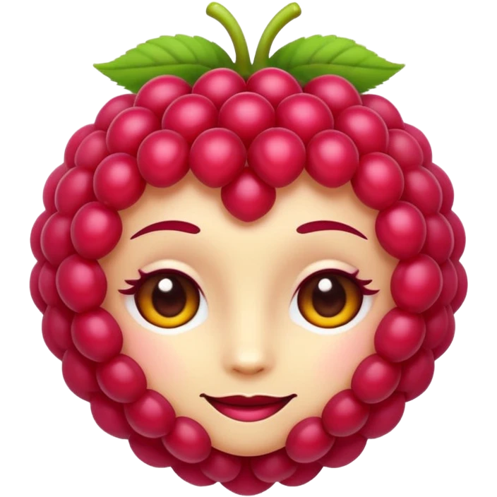 Sexy queer Raspberry emoji, cute and minimalistic style, warm eyes and gentle smile, flat design, soft shapes, clean modern look, highly recognizable at small sizes, centered composition, transparent or solid background, app icon quality. No human face emoji