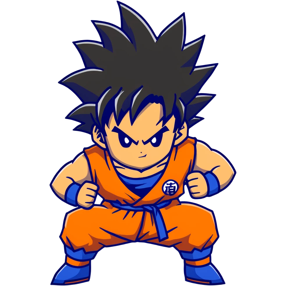 Goku from Dragon Ball Z, spiky black hair, orange gi emoji
