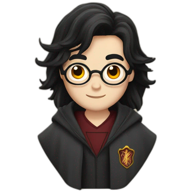 Harry potter with black hair and is wizard chloses emoji