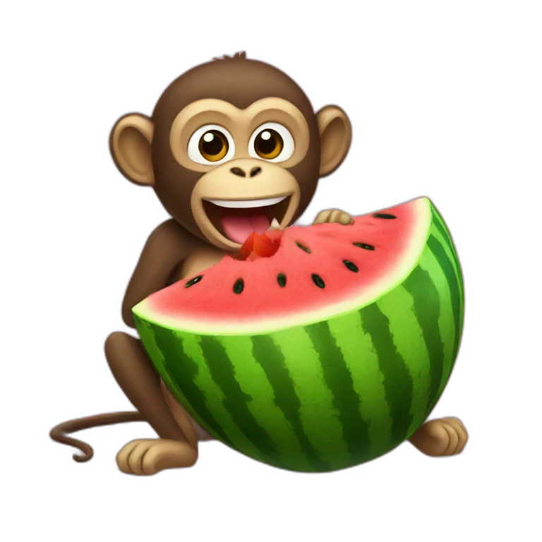 Monkey eating watermelon emoji