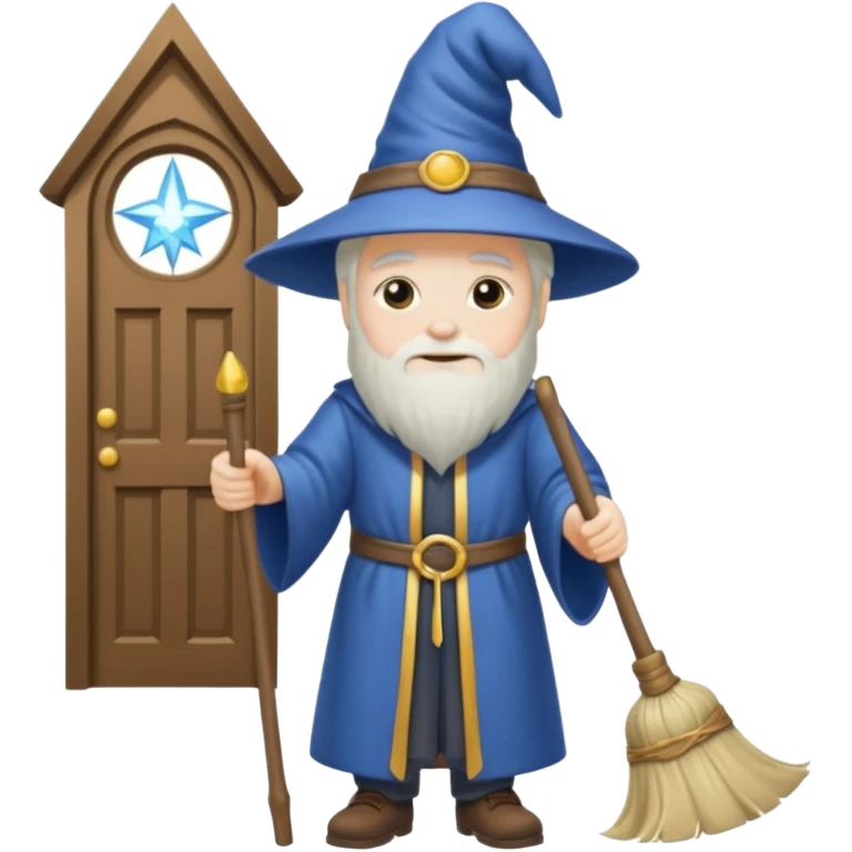 a wizard working hard sweeping his stoop emoji