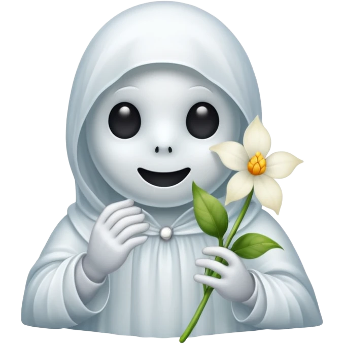 shy vanilla ghost with a flower emoji