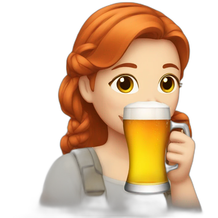 red-haired girl drinks beer emoji