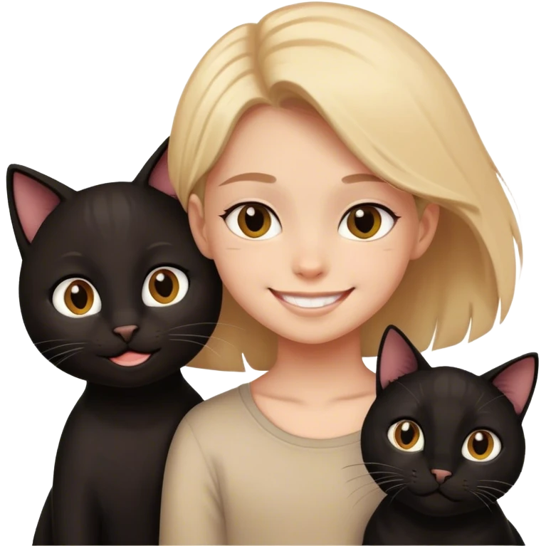 boy and girl with black cat smiling emoji