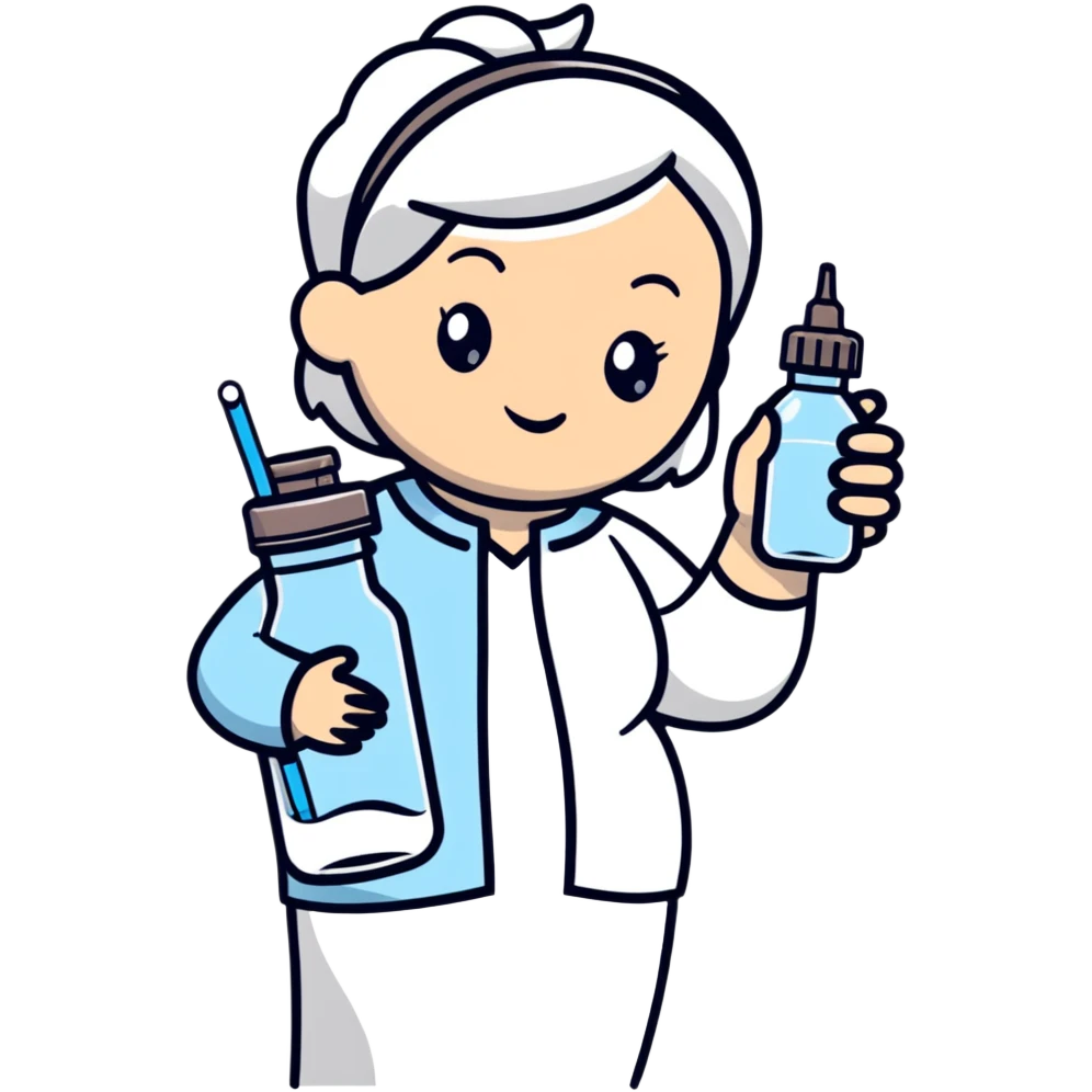 Mom holding milk bottle and vaccine syringe emoji