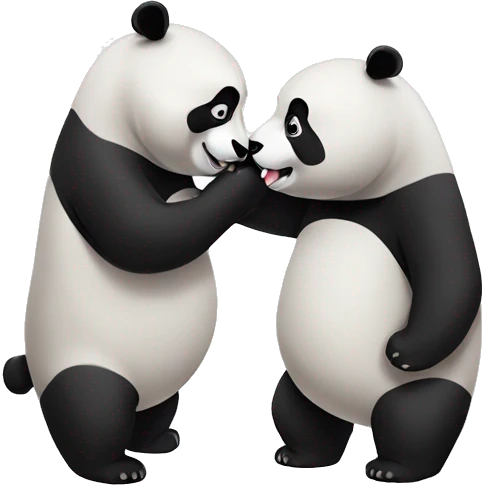 Two pandas kissing each other passionately  emoji