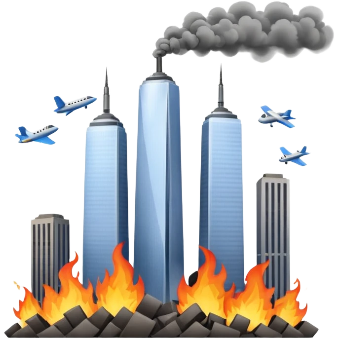 Twin towers being hit by plane  emoji