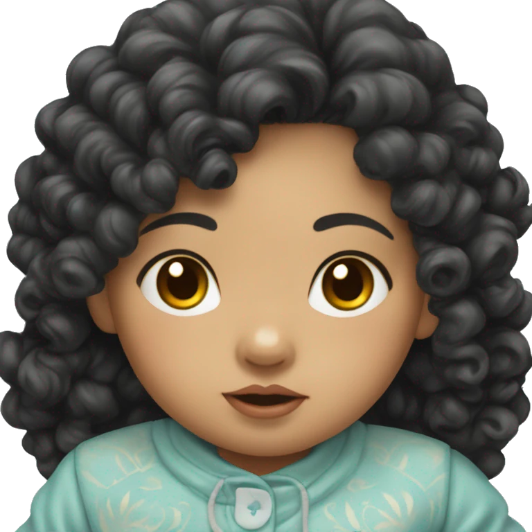 Southeast Asian female infant with black curly hairSou emoji