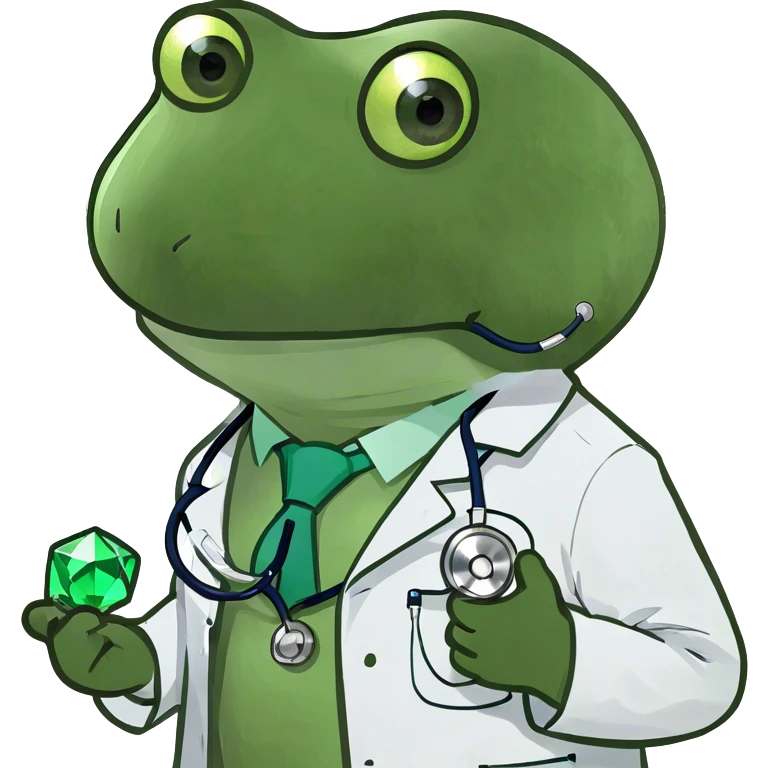 doctor bufo holding a green gem emoji