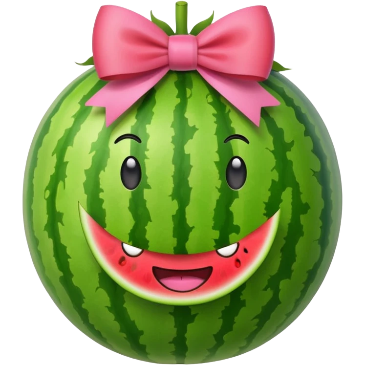 smiling watermelon with pink bow emoji