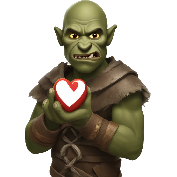 Brown Orc with a white palm on his face from the Lord of the Rings shows a heart emoji