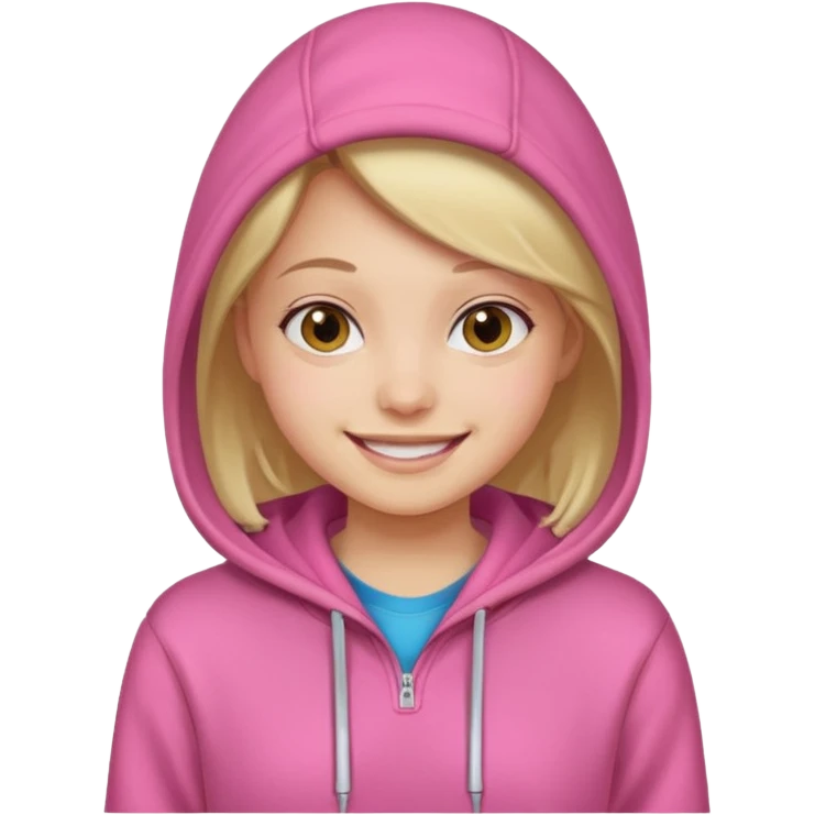 a portrait of girl wear pinkhoodie emoji