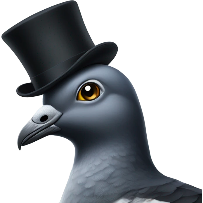 Pigeon in a top hat emoji