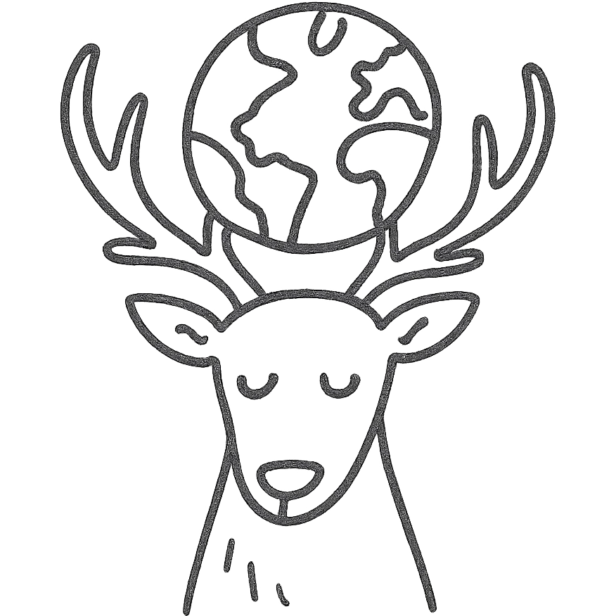 A deer holding the Earth on its antlers emoji