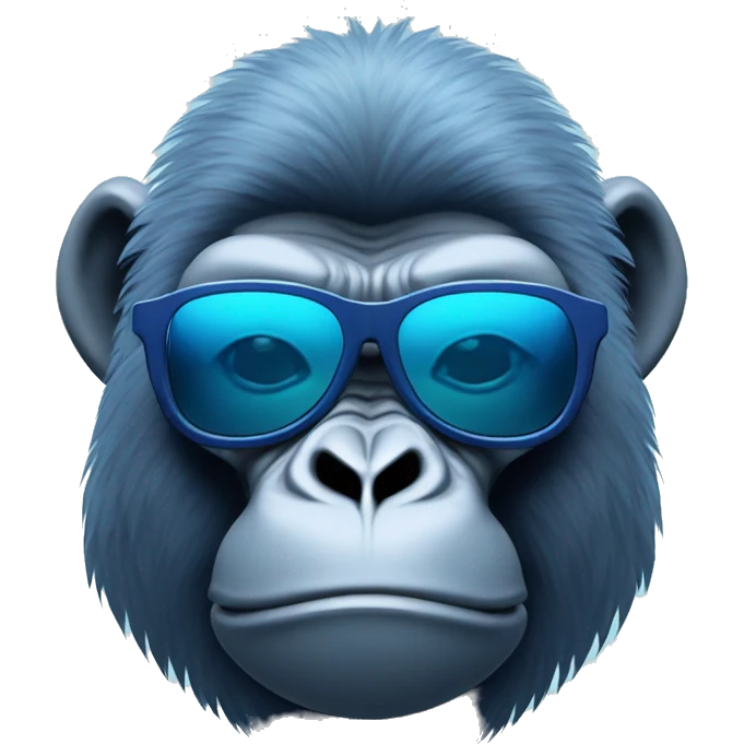 cyan gorilla with angel wings and navy blue chromatic sunglasses emoji