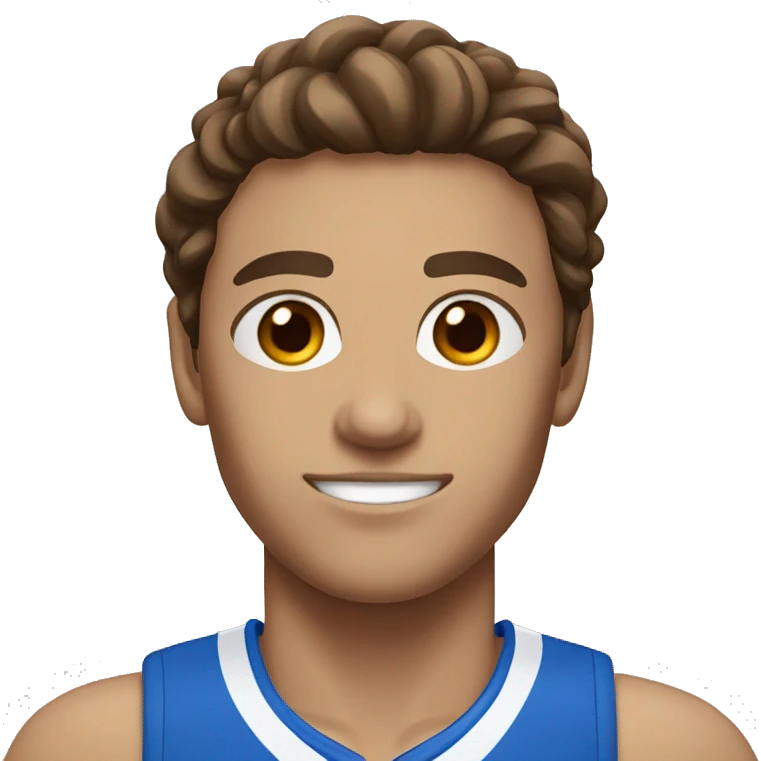 Volleyball player with brown hair brown eyes and blue and white jersey emoji