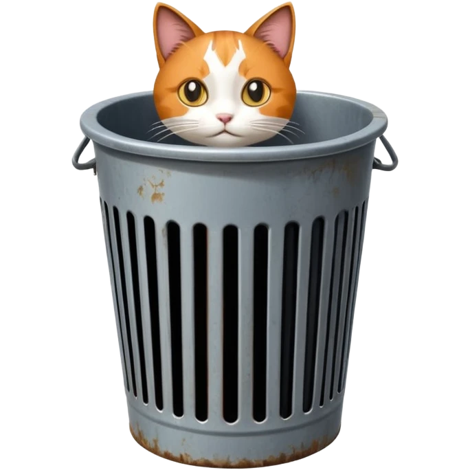 Cat + trash bin, Street Wildlife. emoji