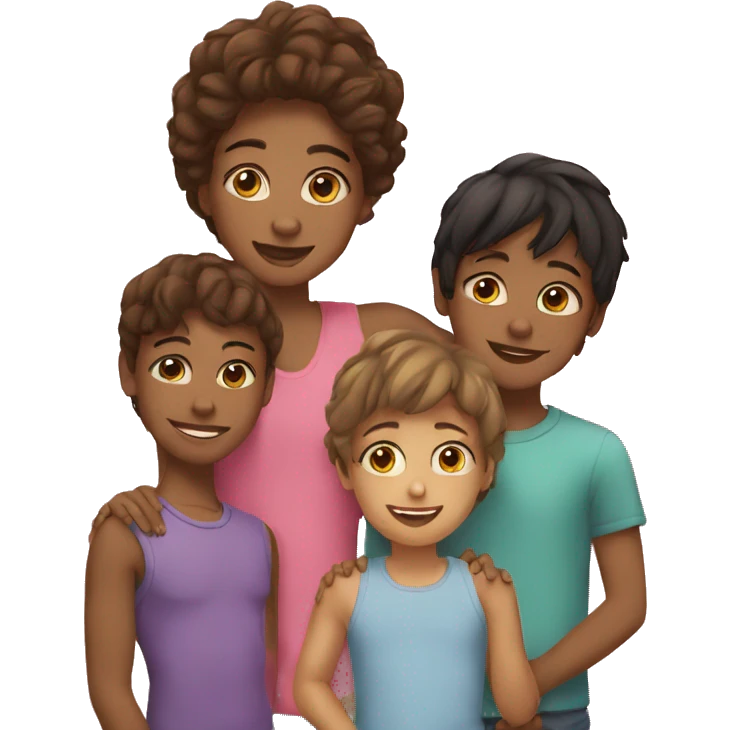 Teenage girl with her 2 young brothers emoji