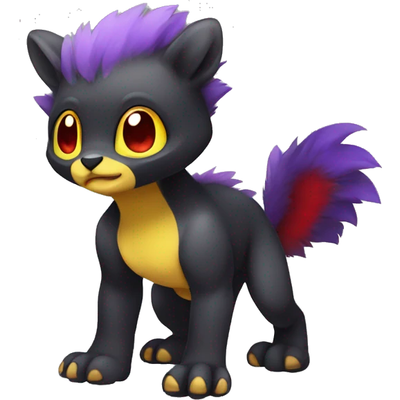 Cute cool dark black red purple yellow animal hybrid Fakemon full body emoji