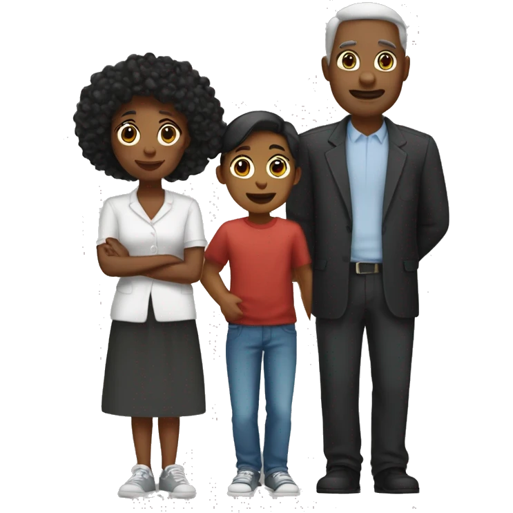 topical family emoji  white dad black mom black older sister and black little brother emoji