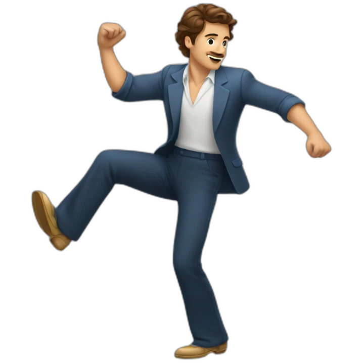 brown hair man dancing jive emoji