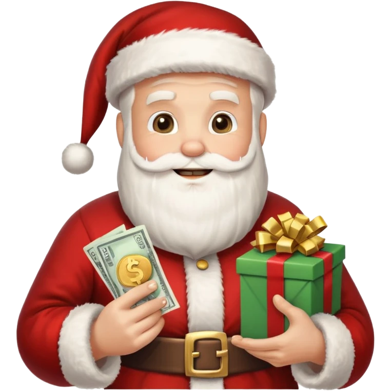 santa with money and instagarm logo on gift emoji