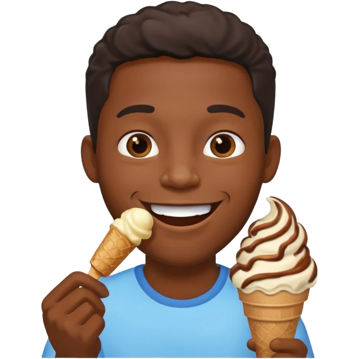 black man eats ice cream  emoji