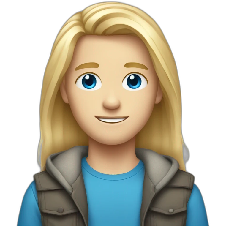 blue-eyed male teenager long straight blond hair emoji