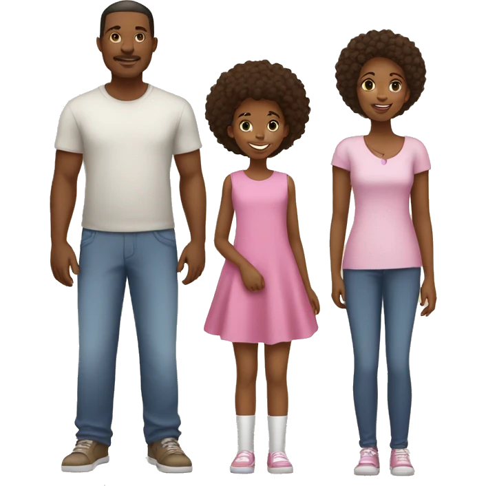 african american family, mom, dad,teenage tall daughter, young daughter, twin girl toddlers emoji