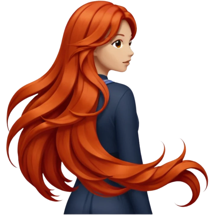 back view of long red hair emoji