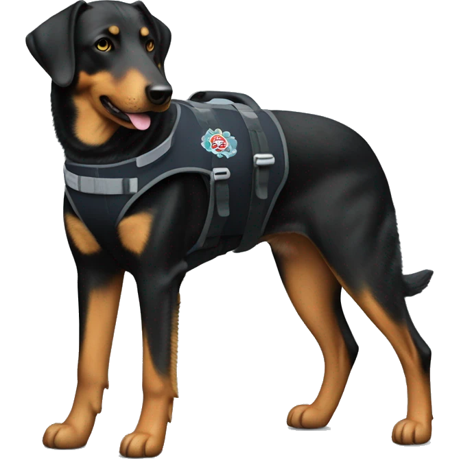 Beauceron dog full body wearing service dog vest  emoji