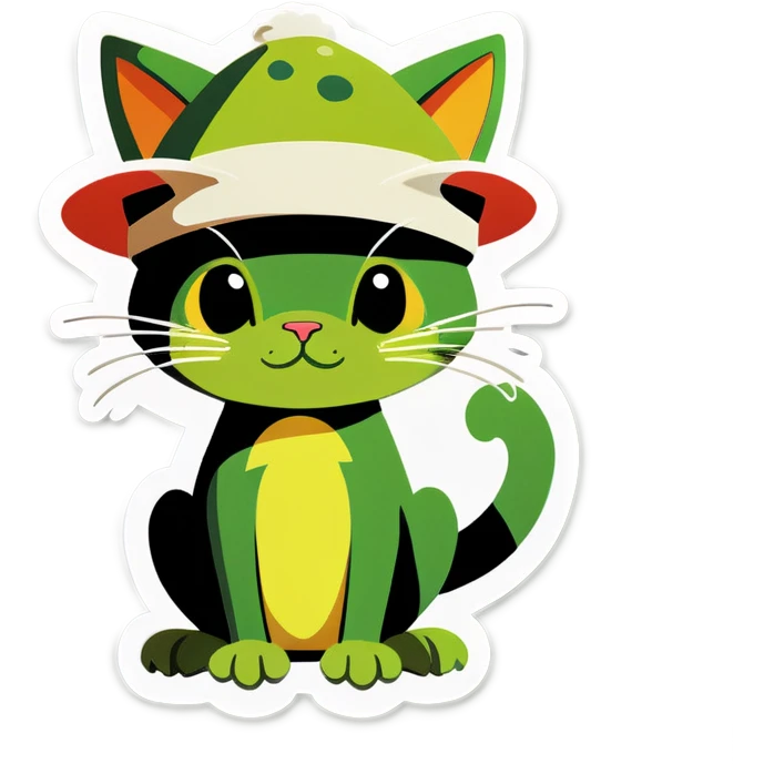 Cat with frog hat emoji